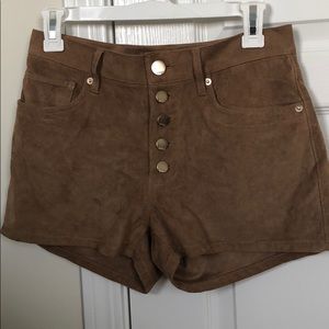 Suede button up shorts